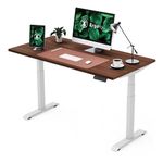 ErgoYou Premium Electric Height Adjustable Table Heavy Duty - Dual Motor 3 Stage - 150 Kgs Max Weight Capacity - E3 Series - Ergonomic Sit Stand Desk - 59 x 29.5 inches - Walnut Laminate Table Top