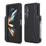 Nillkin for Samsung Galaxy Z Fold 4 Case with S Pen Holder & Hinge Protection [Hidden Kickstand][Metal Camera Lens Protector] Slim Fit Hard PC + PU Protective Phone Case for Galaxy Z Fold4 5G, Black