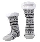 WOTENCE Men's Slipper Socks Fleece Lined Cozy Extra Thick Slipper Socks Winter Non-Slip Home Socks for men