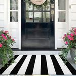 IOHOUZE Black White Striped Rug -27.5" X 43" Front Door Mats Outdoor,Washable Rug for Front Porch Decor,Spring Summer Welcome Mats Outdoor Indoor, Doormat for Farmhouse/Entryway/Home Entrance