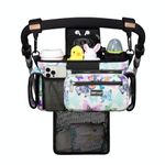 TOPDesign Universal Baby Stroller Organizer, Stroller Caddy with Detachable Mesh Bag & Heightened Insulated Cup Holders & Non-Slip Secure Hooks Accessories, Fits Most Strollers (Butterfly)