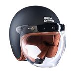 Royal Enfield Open Face Helmet with Bubble Visor Matt Black, Size: L(59-60cm)