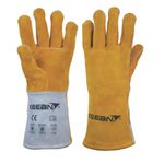 KEEAN ARC/MIG/TIG 14 inch Welding Gloves Double Thumb Padding High Temperature Hot Thermal Work Safety Protective Heavy Duty Heat&Fire Resistant at 500°C Leather Cut Proof Gaunlets Kevlar Stitching