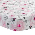 Chlffua Bedtime Originals Blossom Pink/Gray Watercolor Floral Baby Fitted Crib Sheet