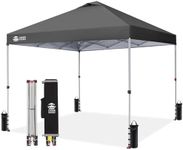 CROWN SHADES Pop Up Canopy, Patented Center Lock One Push Instant Popup Outdoor Canopy Tent, Newly Designed Storage Bag, 8 Stakes, 4 Ropes, Silver-Coated, Grid Gray, 12x12FT