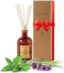 Lavender, Sage & Mint Reed Diffuser | Includes All Natural Essential Oil & 8 Rattan Diffuser Sticks | Reed Diffuser Set for Bathroom | Long Lasting Home Fragrance in Elegant Amber Glass - 5.75 oz