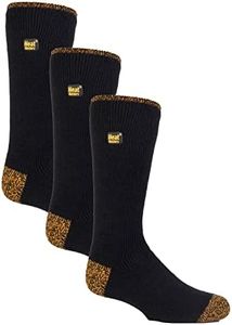 Heat Holders - 3 Pair Multipack Mens Thermal Heavy Duty Work Socks for Winter (13-15, Black)