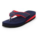 DOCTOR EXTRA SOFT Care Diabetic Orthopedic Pregnancy Flat Super Comfort Dr Flipflops and House Slippers For Women's and Girl's D-18-Navy Red-7 UK