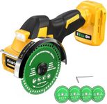 Ecarke Cordless Cut Off Tool Compatible with DeWalt 20V Battery, 4" Circular Saw Brushless Motor with Blades, 18,000 RPM Mini Cut Off Tool Kit for Wood/Metal/Plastic/Tile/Stone Cutting, NO BATTERY