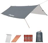 KingCamp Rain Fly Tarp-Lightweight, Portable, Waterproof and UV-Resistant Camping Tent Tarp Perfect for Hammock, Hiking, Fishing, Picnic Or Beach, Only 2.7 lbs (Grey)