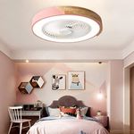 YFouCnd I Silent Ceiling Fans with Lights and Remote LED Modern Flush Mount Ceiling Fans with Lamps Adjustable 6 Speed Dimmable Ceiling Fan Light with Timer for Bedrooms Kids Kitchen-Pink