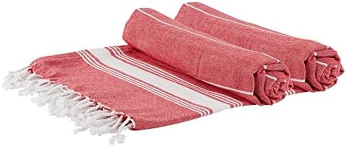 Nicola Spring Turkish Cotton Beach Towel - Red - Pack of 2-170 x 90cm - Quick Dry Peshtemal Lightweight Compact Gym Bath Towel Soft Absorbent Swimming Pool Beach Blanket Sheet