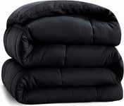 Queen Comforter Goose Down Alternative Microfiber Quilted Solid Comforter/Duvet Insert - Ultra Soft Hypoallergenic Bedding - Medium Warmth for All Seasons Queen Comforter - Black
