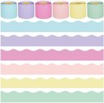 240 Ft Pastel Bulletin Board Borders Colorful Classroom Borders Scalloped Bulletin Border Trim Pastel Bulletin Board Decorations for Classroom Chalkboard Home Wall Office Decoration, 6 Rolls