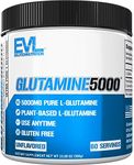 Evlution Nutrition L-Glutamine 5000, 5g Pure L Glutamine in Each Serving, Plant Based, Vegan, Gluten-Free, Unflavored Powder (60 Servings)