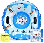 40’’ Snow Tube, Inflatable Snow Tubes for Kids & Adults, Thickened Heavy Duty Sled with Cold-Resistant PVC and Raised Handle, Winter Toys for Outdoor Sledding, Christmas Snow Sleds Gift