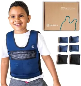 Harkla Weighted Compression Vest For Children (Ages 5 To 9) - Helps With Autism, ADHD, Mood, Sensory Overload - Weighted Vest For Kids With Sensory Issues