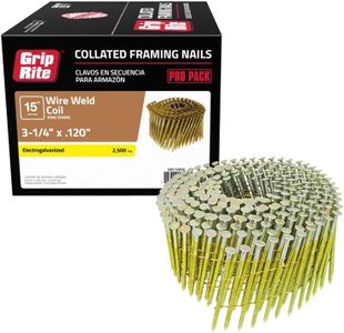 Primesource Building Grip-Rite 3-1/4 in. 11 Ga. Angled Coil Framing Nails 15 deg. Ring Shank 2500 pk - Case of: 1; Each Pack Qty: 1;