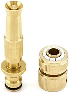 QWORK Jardín Pistola de riego de 1/2" Latón Conectores rápidos y boquillas de pulverización, para Lavado de Coches,Baño de Mascotas,Riego de Jardín/Césped