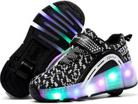 Ufatansy Roller Shoes Girls Kids LED Light up Shoes Wheels USB Charge Roller Skates Breathable Skateboarding Fashion Boys Sneakers(Size 13,Black)