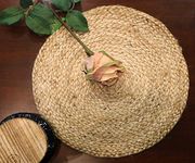 The Home Talk Set of 4 Braided Jute Placemats, 33 cm Round, 4 Piece Set, Dining Table/Shelves - Natural Beige