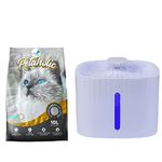 WAGGYTAILS PETAHOLIC Active Carbon CAT Litter Sand Natural | DUST Free | Super Absorbent | Chemical Free | CLUMPING CAT Litter | Kittens and CAT (10L) (Cat Litter with cat Fountain with led)