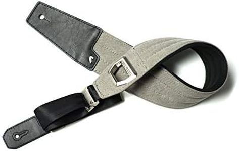 Gruv Gear FABRK Faux Leather Guitar Strap – Comfortable &Thick 3" Wide Neoprene Body with Adjustable Seatbelt Webbing, Prevent Shoulder/Back Pain & 39-48" Length Range – Extra Long Tail – Gray