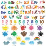 DECOWALL DS12-8070N Alphabet Numbers Colours Weather Wall Stickers kids decals nursery decor peel and stick removable abc baby room boy girls education learning classroom art