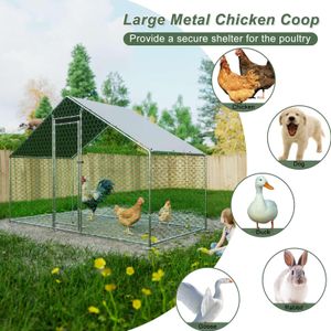 FoxHunter Outdoor Metal Chicken Run Cage – 3x8x2m Walk-In Poultry Enclosure
