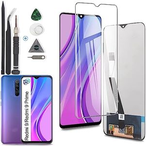 RongZy Écran Tactile LCD Compatible avec Xiaomi Redmi 9/9 Prime M2004J19G M2004J19PI De Remplacement LCD Tactile Vitre avec Kit D'outils de Réparation(6.53",Noir)