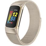 PUUJIE Compatible with Fitbit Charge 6/Charge 5 Bands for Women Men, Adjustable Metal Mesh Milanese Loop Straps Replacement for Fitbit Charge 6/Charge 5 Advanced Fitness