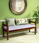 T.G. Furniture Solid Sheesham Wood Ethenic Seating Bench with Cushion for Home Living Room Hall Wooden Furniture for Indoor Outdoor Garden Balcony (Natural Finish)