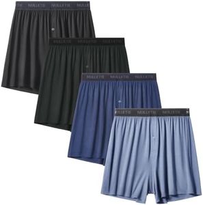 Nullktie Soft Cooling Men's Boxer Shorts,Viscose Made from Bamboo Underwear with Button Fly, Loose Relaxed Fit Boxers