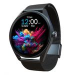 Titan Crest 1.43” AMOLED Smart Watch with BT Calling, AI Morning Briefs, Functional Crown, Health Tracking, Aluminium Body, 100+ Sports Modes, Smartwatch for Men and Women - Black Mesh Strap