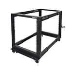 StarTech.com 4-Post 12U Mobile Open Frame Server Rack, 19in Network Rack with Wheels, Rolling Rack for Computer/AV/Data/IT Equipment - Casters, Leveling Feet or Floor Mounting (4POSTRACK12U)