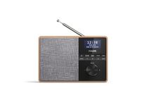 PHILIPS Audio R5505/10 Bluetooth Radio (Wooden Housing, DAB+/FM Radio, 3-Inch Driver, Kitchen Timer, Mains or Battery Operated), Brown/Grey, 20.7 L x 10.6 W x 14.1 H