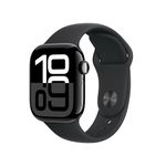 Apple Watch Series 10 GPS 42 mm Smartwatch with Jet Black Aluminium Case with Black Sport Band - S/M. Fitness Tracker, ECG App, Always-On Retina Display, Water Resistant