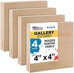 U.S. Art Supply 4" x 4" Birch Wood Paint Pouring Panel Boards, Gallery 1-1/2" Deep Cradle (Pack of 4) - Artist Depth Wooden Wall Canvases - Painting Mixed-Media Craft, Acrylic, Oil, Encaustic