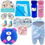 First Kick New Born Baby Gift Set Combo Pack for Baby Boys and Baby Girls Pack of 11 Pcs Unicorn Blue