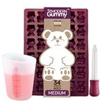 Medium Size Gummy Bear Mold with Bonus Pinch & Pour Cup + Dropper - by The Modern Gummy; Gelatin Gummy Recipe on Package & Full Recipe PDF via EMAIL, Professional Grade Pure LFGB Silicone