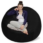 Sofa Sack Bean Bag Chair - Plush, Ultra Soft - Memory Foam Bean Bag Chair with Microsuede Cover - Stuffed Foam Filled Furniture and Accessories for Dorm Room 5 Feet - Black