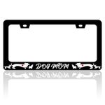 Dog Mom License Plate Frame Cute Animal License Plate Holder for Front and Rear Car Tags Stainless Steel Funny Car Decoration with Screws 6.3 X 12.2 in