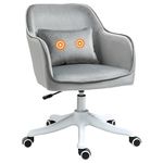 Vinsetto Velvet-Feel Office Chair with Rechargeable Electric Vibration Massage Lumbar Pillow, Wheels, Grey