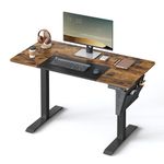 SONGMICS Electric Standing Desk, Height Adjustable Desk, 60 x 120 x (72-120) cm, Continuous Adjustment, Spliced Tabletop, 4 Memorable Heights, Rustic Brown and Black UKLSD015X11