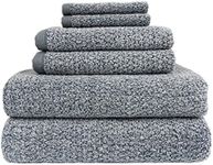 Everplush Diamond Jacquard (Set of 6 Pieces) Bath Towel Set, Dusk (Grey Blue)