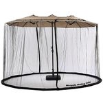 Mosquito Neting for 14FT Double-Sided Patio Umbrella Sunbrella Neting Double Zipper Water Pipe Bottom Used and for Patio Gazebo pop up canopy10x10 Interchangeable (Black)