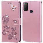 PKQTOP Phone Case for Alcatel 1S 2021/3L 2021/TCL 20Y with Kickstand,Card Slots,Silicone Bumper,Shockproof,Flip Wallet Leather Protective Cover for Alcatel 1S 2021/3L 2021/TCL 20Y