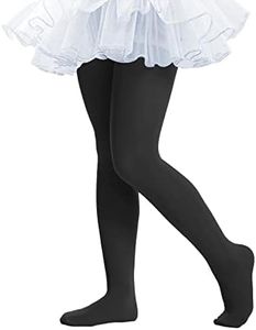 THMEVOK Ballet Tights for Girls Ultra Soft Dance Tights Elastic Footed Tights for Toddler Girls Warm Stockings, Black, 6-8 Years