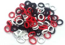 Diversa Seamless Thick Cotton Hair Rubber Bands, Durable Elastic Ties, Ponytail Holders, Hair Accessories for Women and Girls - Red/White/Black (Pack of 100 Pcs)