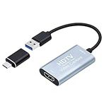 Mcbazel Video Capture Card, 4K HDMI to USB Capture Card with USB C Adapter, HD 1080p HDMI Video Capture Device for LiveBroadcasting/Editing Video/Games/Streaming/Online Teaching